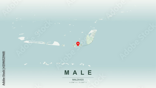 Εκτύπωση καμβά Modern minimalist vector map of Male Island, Maldives