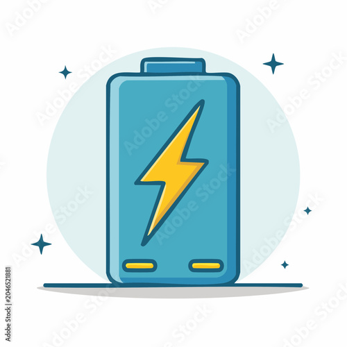 Blue battery icon with yellow lightning bolt symbol