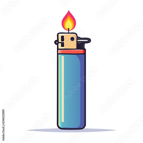 Blue lighter with flame illustration