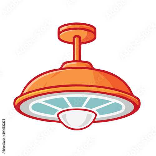 Orange ceiling light icon in flat design style