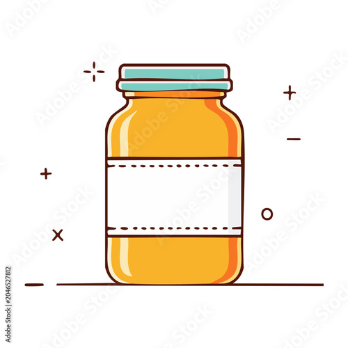 Flat design illustration of a jar with a blank label