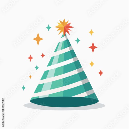Flat design party hat with stars