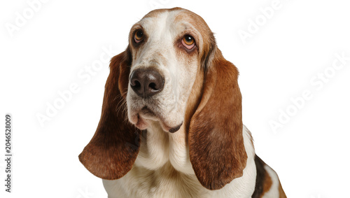 Tableau sur toile Basset hound dog with long floppy ears, isolated on transparent background