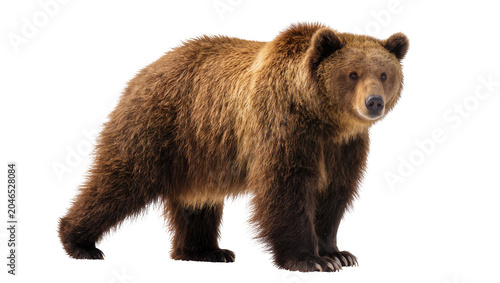 Obraz na płótnie Brown grizzly bear standing, isolated on transparent background