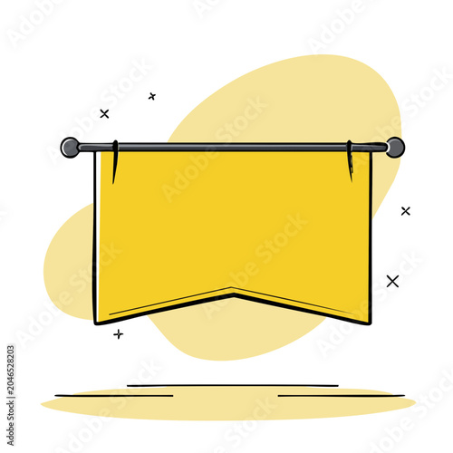 Yellow empty banner on a pole with copy space