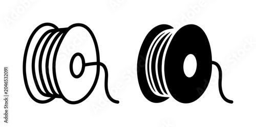 Obraz na płótnie Wire Spool Icons, Cable Reel Vector Graphics, Electrical Cord Bobbin Symbols for