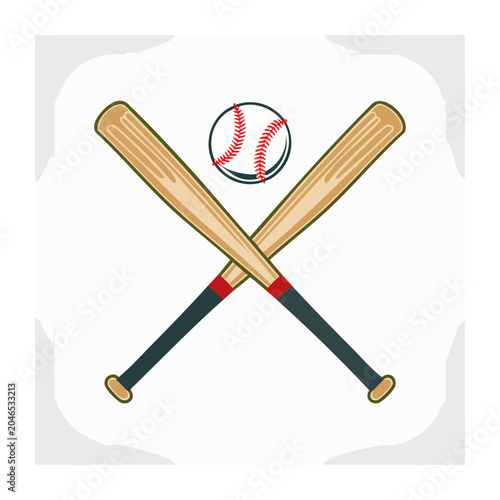 Crossed baseball bats and ball illustration