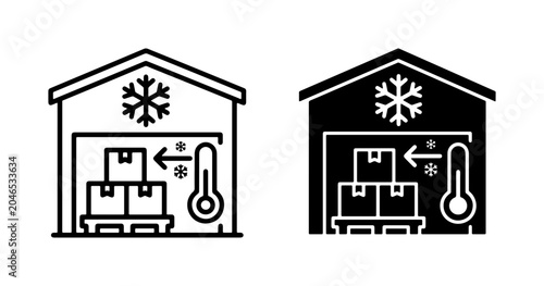 Foto Cold Storage Warehouse Icons, Frozen Goods Logistics, Refrigerated Shipping and