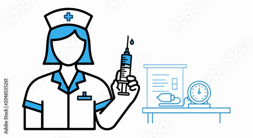 Nurse Holding Syringe Medical.