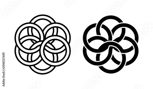Quadro su tela Interlocking Rings Symbol, Abstract Geometric Pattern, Minimalist Circular Desig