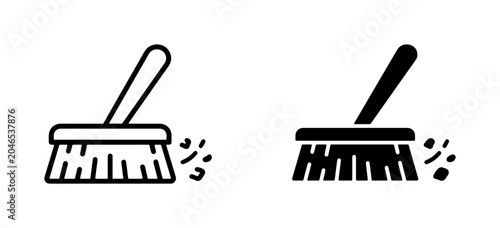 Tableau sur toile Broom Sweeping Dust Icon Set, Cleaning Tools Vector Graphics, Housekeeping and H
