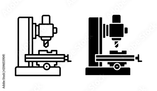 Photos Milling Machine Icons, Industrial Equipment Vector Graphics, Precision Engineeri