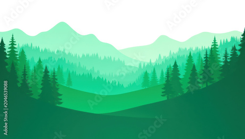 Green forest valley landscape isolated PNG environmental background