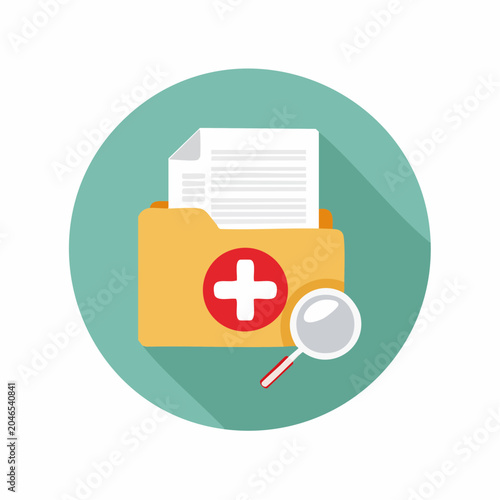 Medical Folder with Magnifying Glass Icon