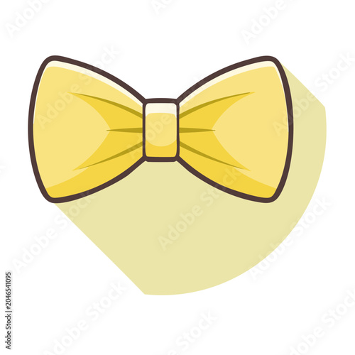Yellow bow tie icon, flat design style