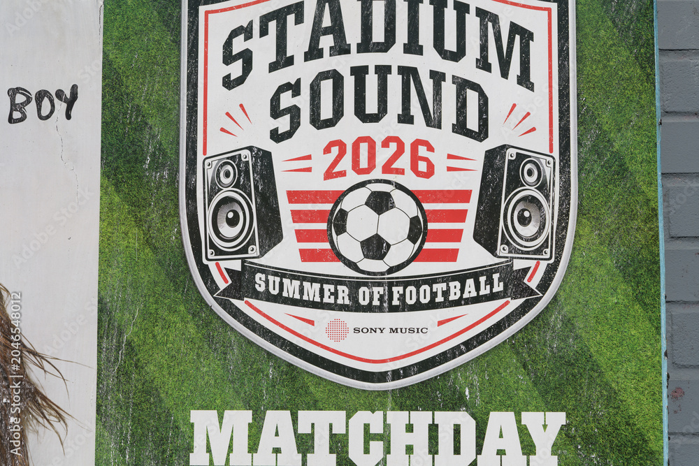 Obraz premium Sony Music street poster in Toronto (Stadium Sound 2026, Summer of Football)