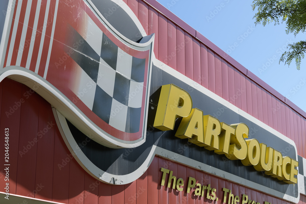 Naklejka premium exterior building and sign of PartSource, an auto parts store, located at 2211 St Clair Av W, Toronto