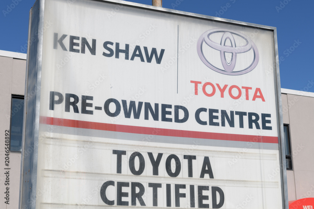 Naklejka premium road side sign outside Ken Shaw Toyota, Pre-Owned Centre, 2336 St Clair Av W, Toronto
