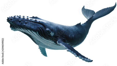 Foto Isolated majestic humpback whale swimming gracefully, a symbol of powerful marin