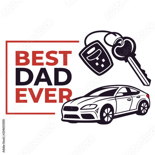 Best Dad Ever Typography Vector Bundle Set, Father's Day T-Shirt Design Collection with Car, Burger, Hat and Thumbs Up Elements
