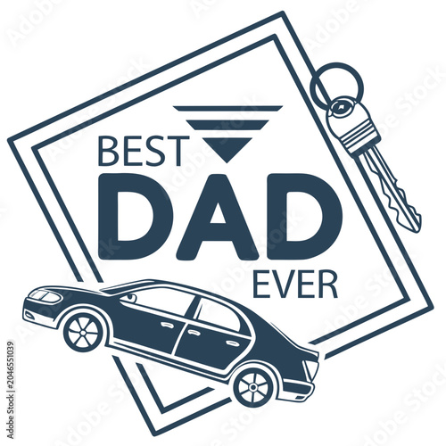 Best Dad Ever Typography Vector Bundle Set, Father's Day T-Shirt Design Collection with Car, Burger, Hat and Thumbs Up Elements