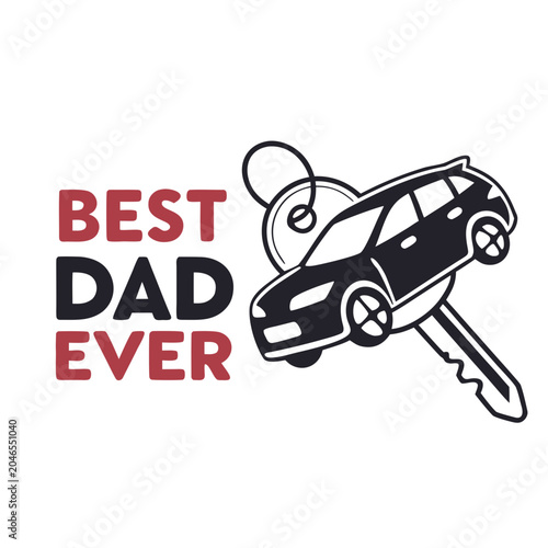 Best Dad Ever Typography Vector Bundle Set, Father's Day T-Shirt Design Collection with Car, Burger, Hat and Thumbs Up Elements