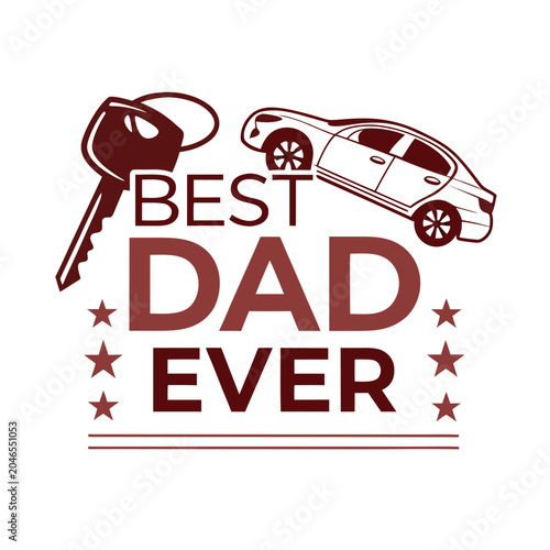 Best Dad Ever Typography Vector Bundle Set, Father's Day T-Shirt Design Collection with Car, Burger, Hat and Thumbs Up Elements
