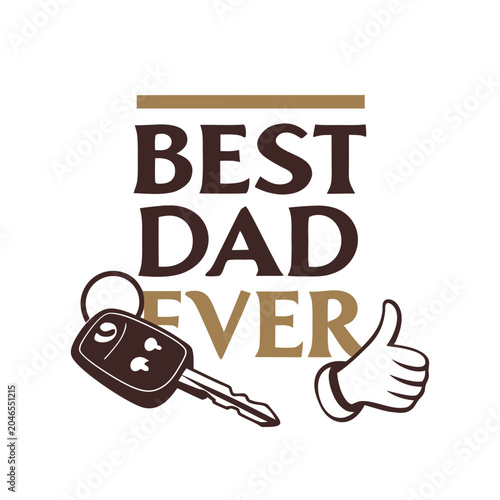 Best Dad Ever Typography Vector Bundle Set, Father's Day T-Shirt Design Collection with Car, Burger, Hat and Thumbs Up Elements