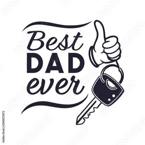 Best Dad Ever Typography Vector Bundle Set, Father's Day T-Shirt Design Collection with Car, Burger, Hat and Thumbs Up Elements