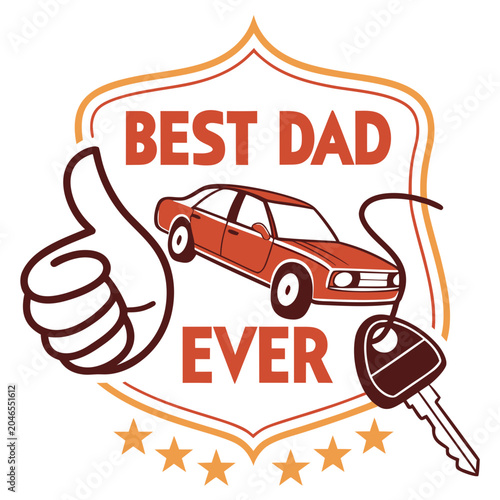 Best Dad Ever Typography Vector Bundle Set, Father's Day T-Shirt Design Collection with Car, Burger, Hat and Thumbs Up Elements