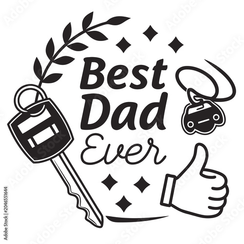 Best Dad Ever Typography Vector Bundle Set, Father's Day T-Shirt Design Collection with Car, Burger, Hat and Thumbs Up Elements