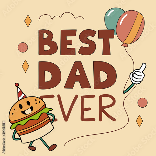 Best Dad Ever Typography Vector Bundle Set, Father's Day T-Shirt Design Collection with Car, Burger, Hat and Thumbs Up Elements