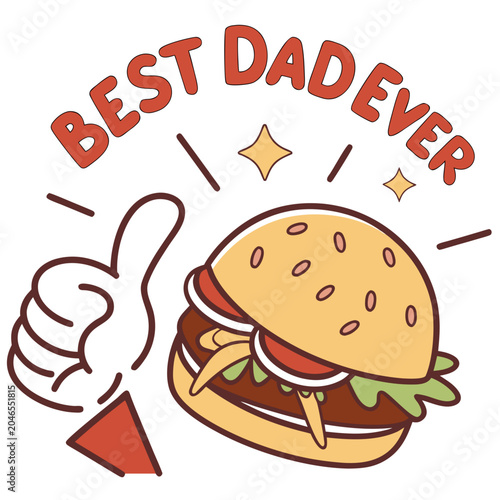 Best Dad Ever Typography Vector Bundle Set, Father's Day T-Shirt Design Collection with Car, Burger, Hat and Thumbs Up Elements