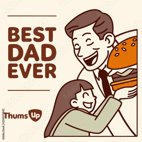 Best Dad Ever Typography Vector Bundle Set, Father's Day T-Shirt Design Collection with Car, Burger, Hat and Thumbs Up Elements