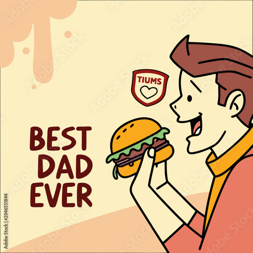 Best Dad Ever Typography Vector Bundle Set, Father's Day T-Shirt Design Collection with Car, Burger, Hat and Thumbs Up Elements