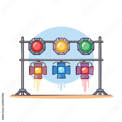 Cartoon stage lights with colored beams