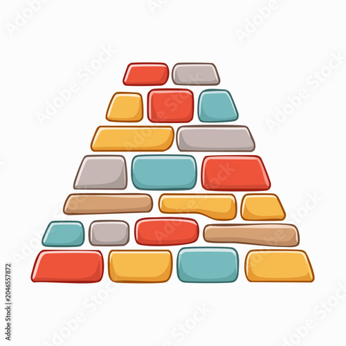 Colorful flat design stone wall illustration