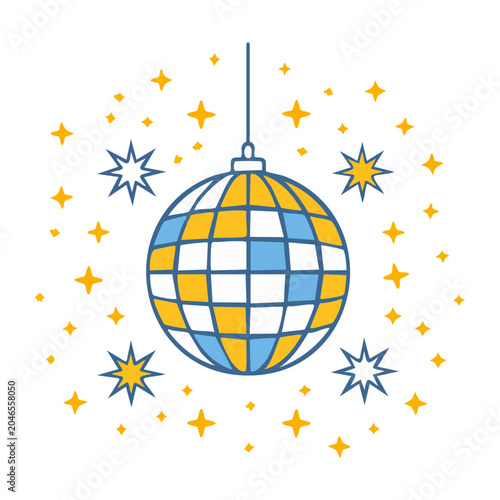 Flat design disco ball with stars