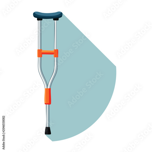 Flat design illustration of a medical crutch with shadow