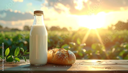 Glass bottle of coconut oil with whole coconut on wooden table.