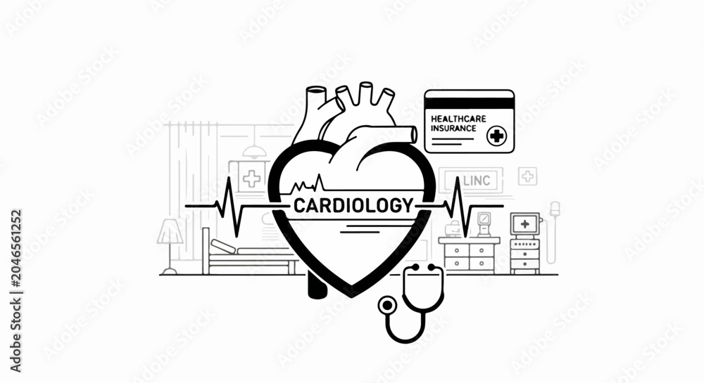 Obraz premium Cardiology Medical Heart Illustration.