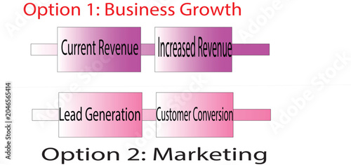 Quadro em tela Diagrams illustrate stages of business growth and marketing processes for corporate strategy development