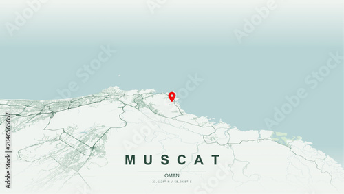 Bild auf Leinwand Modern minimalist vector map of Muscat, Oman
