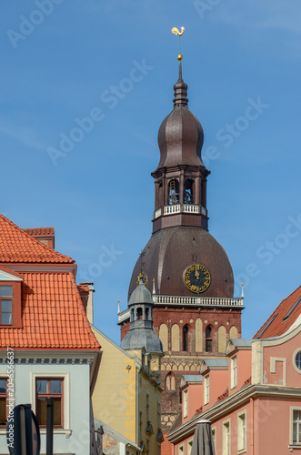 Riga Dome Cathedral with Characteristic Tower and Spire in Old Town Riga, Latvia