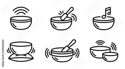 Tableau sur toile Tibetan Singing Bowls Set, Meditation Sound Healing Icons, Yoga Music Therapy Sy