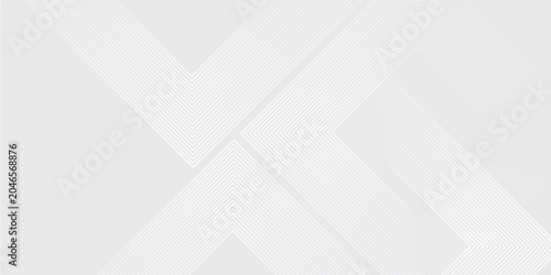 Abstract white geometric background with overlapping chevron pattern, fine parallel lines, and subtle grey gradient copy space.