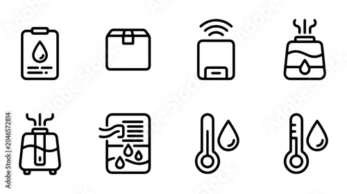 Canvastavla Climate Control Icons: Humidifier, Dehumidifier, Thermometer, Package, Smart Dev