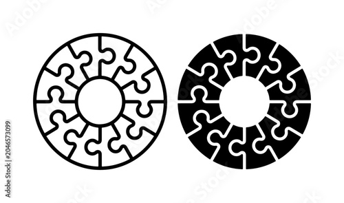 Quadro su tela Circular Puzzle Pieces, Teamwork Concept, Problem Solving, Connection, Collabora