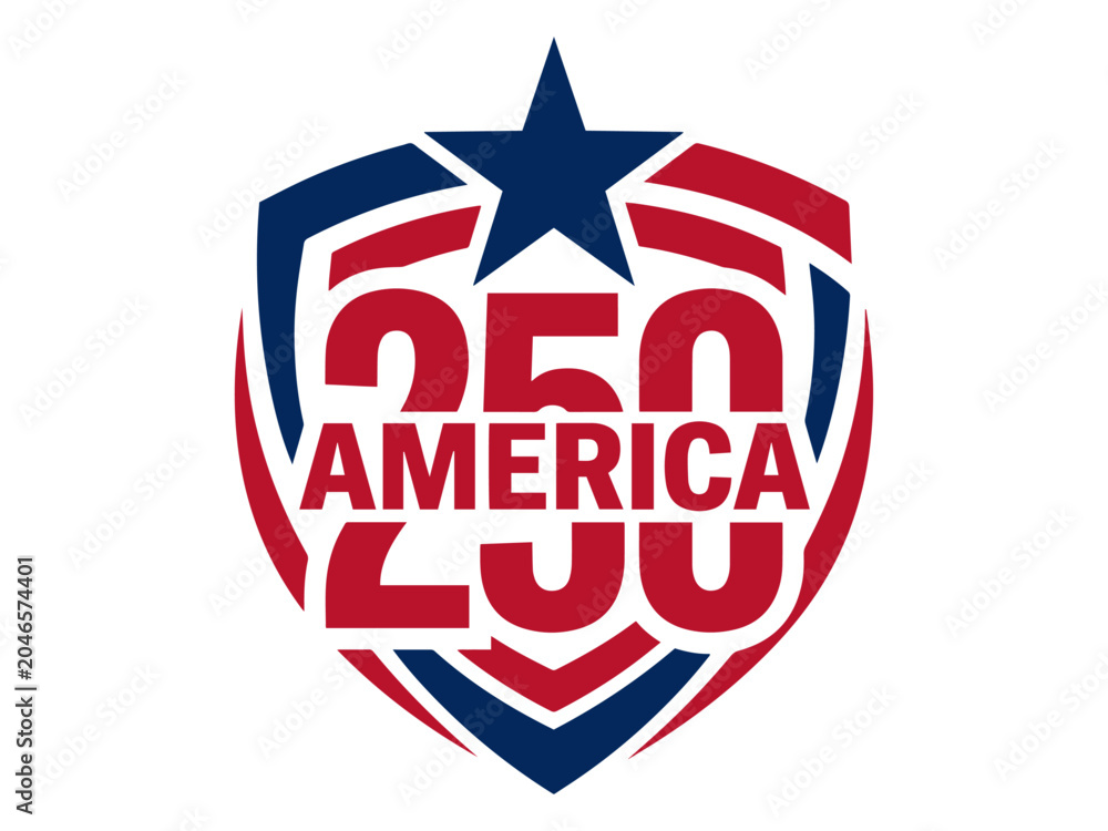Fototapeta premium Patriotic America 250 Shield Badge Vector Illustration