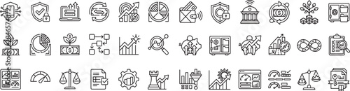 Set of business and finance line icons
